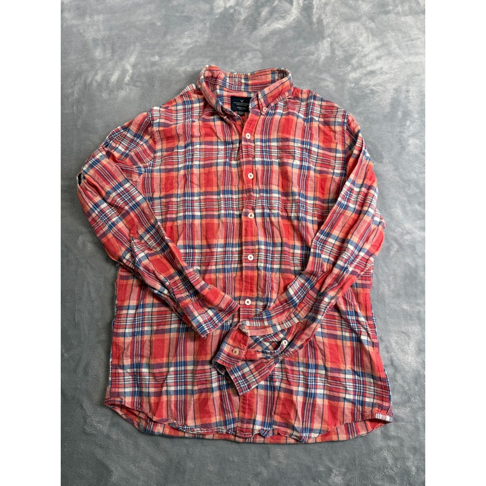 American Eagle Outfitters Shirt Mens Medium Multi Plaid Classic Fit Button Down